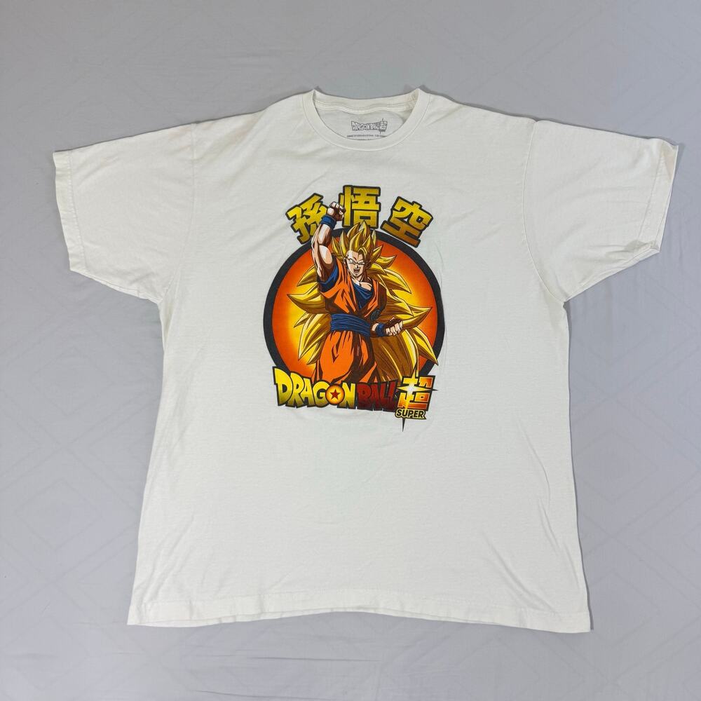 Dragon Ball Super SSJ3 Goku Graphic T Shirt Mens XL White Cotton Anime Tee